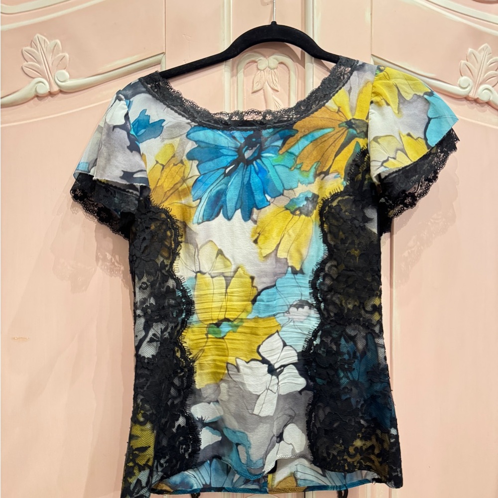 Dolce and Gabbana Lace Trim Silk Slip Top